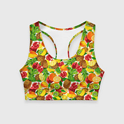 Топик спортивный женский Fruit abundance, цвет: 3D-принт