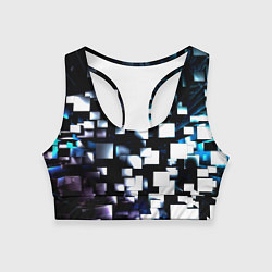 Топик спортивный женский Неоновые кубы абстракция, цвет: 3D-принт