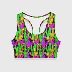 Топик спортивный женский Абстрактные кактусы, цвет: 3D-принт