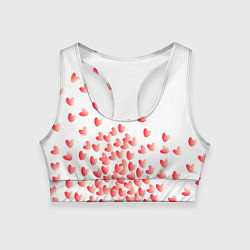 Топик спортивный женский Падающие сердечки, цвет: 3D-принт