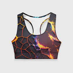 Топик спортивный женский Подорванные неоновые плиты, цвет: 3D-принт