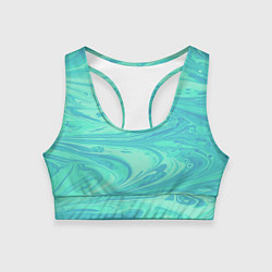 Топик спортивный женский Голубой флюид арт, цвет: 3D-принт
