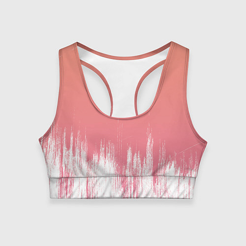 Женский спортивный топ Персиковый градиент с потертостями / 3D-принт – фото 1