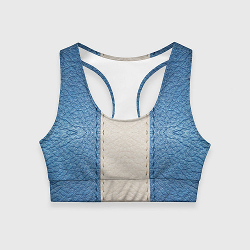Женский спортивный топ Кожа синяя белая / 3D-принт – фото 1