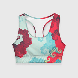 Топик спортивный женский Пиксельный цветочный паттерн, цвет: 3D-принт