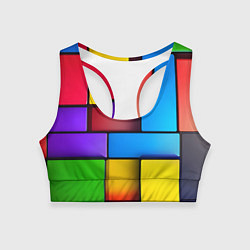 Топик спортивный женский Красочные объемные блоки, цвет: 3D-принт