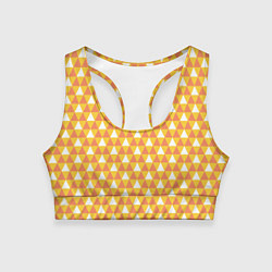 Женский спортивный топ Узор с оранжевыми, желтыми и белыми треугольниками