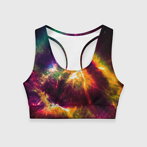 Женский спортивный топ Небула в космосе разноцветная - нейронная сеть / 3D-принт – фото 1