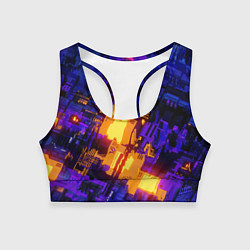 Топик спортивный женский Фиолетовая и оранжевая схема, цвет: 3D-принт