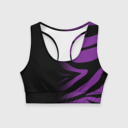 Топик спортивный женский Фиолетовый с черными полосками зебры, цвет: 3D-принт
