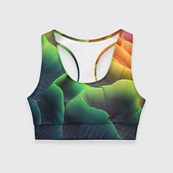 Топик спортивный женский Объемная радужная поверхность, цвет: 3D-принт