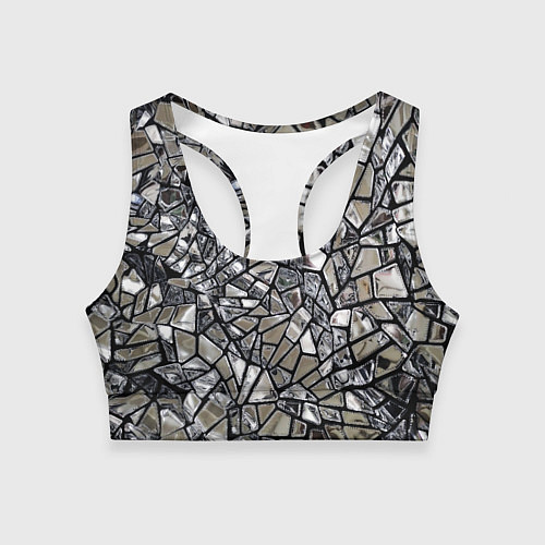 Женский спортивный топ Зеркальные пластины - паттерн / 3D-принт – фото 1