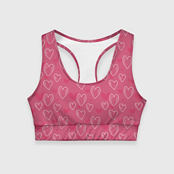 Топик спортивный женский Нарисованные сердца паттерн, цвет: 3D-принт