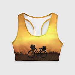 Топик спортивный женский Велосипед на закате, цвет: 3D-принт