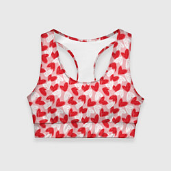 Топик спортивный женский Нарисованные фломастером сердца паттерн, цвет: 3D-принт