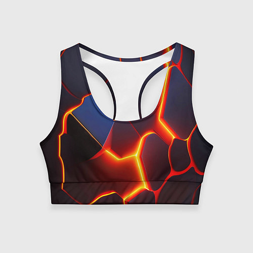 Женский спортивный топ Неоновые трещины / 3D-принт – фото 1