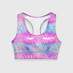 Топик спортивный женский Голубо-розовый узор тай-дай, цвет: 3D-принт