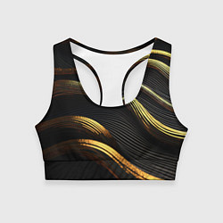 Топик спортивный женский Золотистые волны абстракция, цвет: 3D-принт