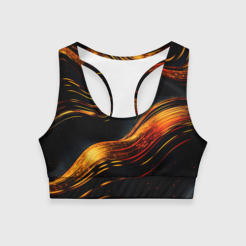 Женский спортивный топ Темные золотые волнистые линии / 3D-принт – фото 1