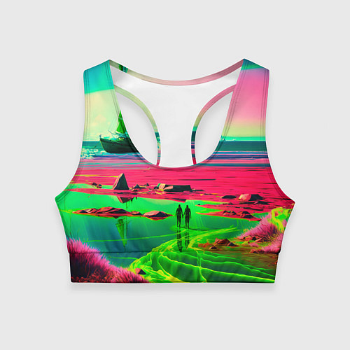 Женский спортивный топ Кислотный мир / 3D-принт – фото 1