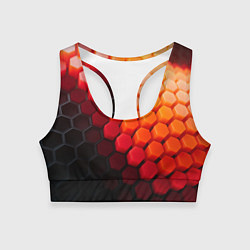 Топик спортивный женский Hexagon orange, цвет: 3D-принт