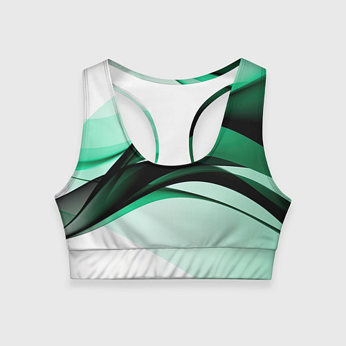Женский спортивный топ White green black / 3D-принт – фото 1