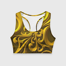 Топик спортивный женский Желтый объемный узор, цвет: 3D-принт