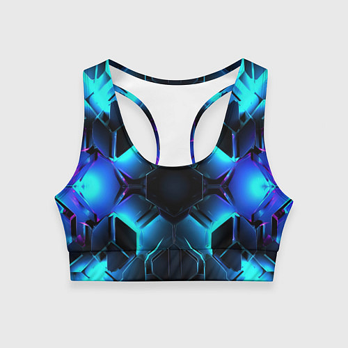 Женский спортивный топ Неоновые синие плиты / 3D-принт – фото 1