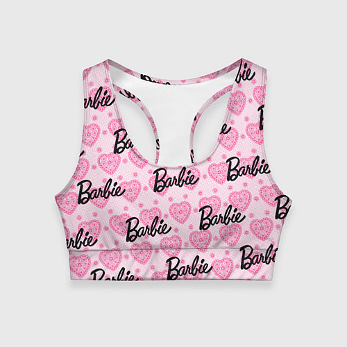 Женский спортивный топ Логотип Барби и розовое кружево / 3D-принт – фото 1