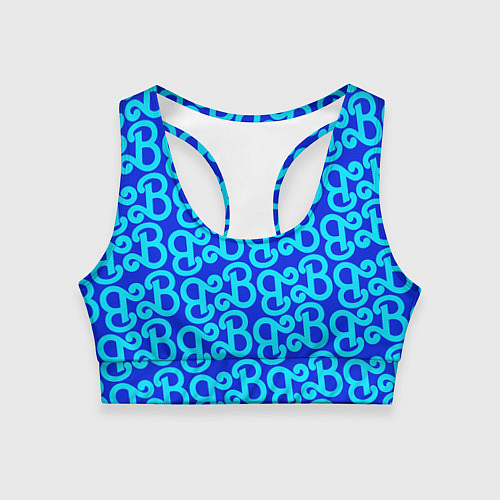 Женский спортивный топ Логотип Барби - синий паттерн / 3D-принт – фото 1