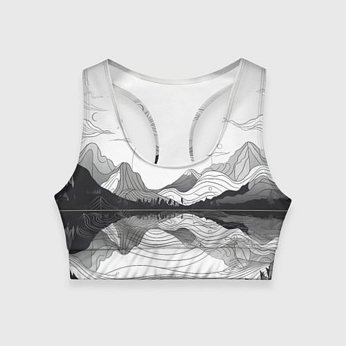 Женский спортивный топ Минималистичный пейзаж чб / 3D-принт – фото 1