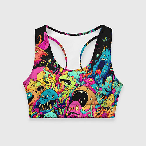 Женский спортивный топ Космические зубастые монстры / 3D-принт – фото 1