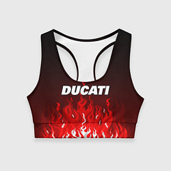 Топик спортивный женский Ducati- красное пламя, цвет: 3D-принт