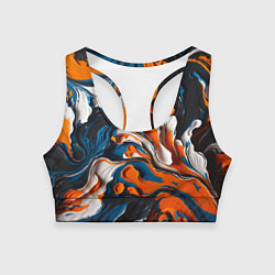 Топик спортивный женский Акриловые краски - оранжевые, цвет: 3D-принт