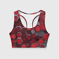 Топик спортивный женский Cyber hexagon red, цвет: 3D-принт