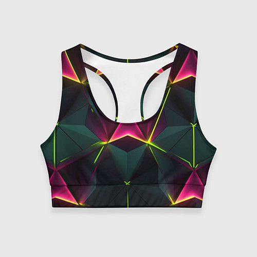 Женский спортивный топ Треугольные светящиеся элементы / 3D-принт – фото 1
