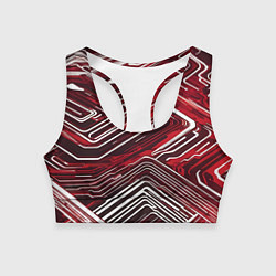 Топик спортивный женский Кибер линии красный-белый, цвет: 3D-принт