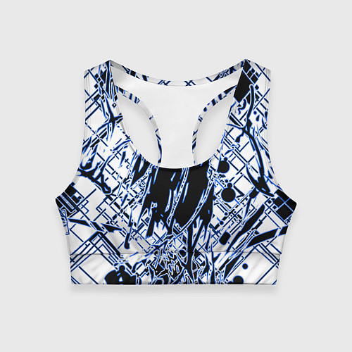 Женский спортивный топ Кибернетическая клякса синяя / 3D-принт – фото 1