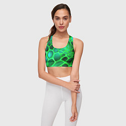 Топик спортивный женский Зеленые неоновые соты, цвет: 3D-принт — фото 2