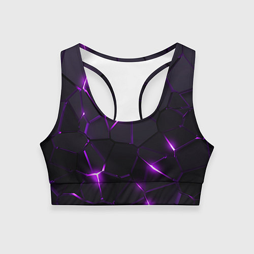 Женский спортивный топ Неоновые плиты с фиолетовым свечением / 3D-принт – фото 1