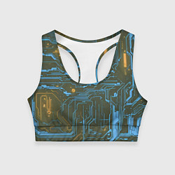 Женский спортивный топ Кибер схемы Синий и жёлтый