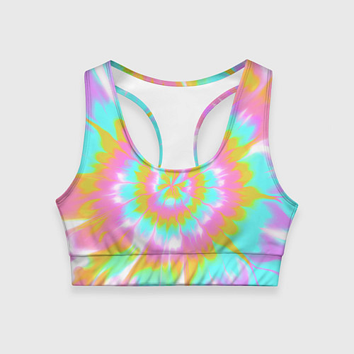 Женский спортивный топ Tie-Dye кислотный в стиле барби / 3D-принт – фото 1