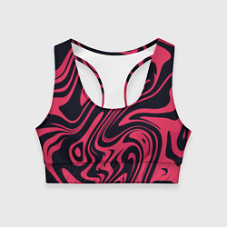 Топик спортивный женский Абстракция чёрно-розовый, цвет: 3D-принт