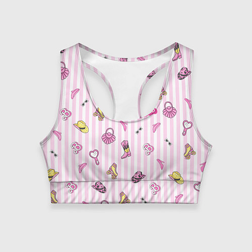 Женский спортивный топ Барби - розовая полоска и аксессуары / 3D-принт – фото 1