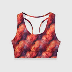 Топик спортивный женский Красный мех паттерн, цвет: 3D-принт