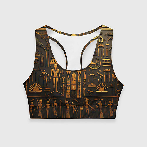 Женский спортивный топ Арт в стиле египетских письмен / 3D-принт – фото 1