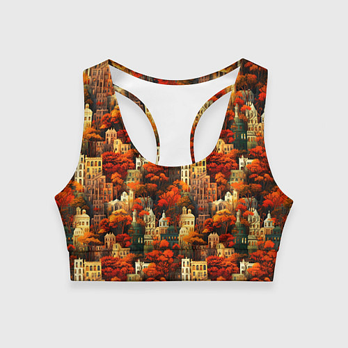 Женский спортивный топ Осенний вечерний город / 3D-принт – фото 1