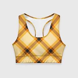 Топик спортивный женский Желтая шотландская клетка, цвет: 3D-принт