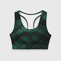 Топик спортивный женский Тёмно-зелёная диагональная шотландская клетка, цвет: 3D-принт