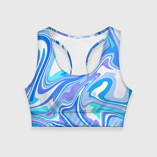 Женский спортивный топ Абстракция сине-голубая пластика / 3D-принт – фото 1